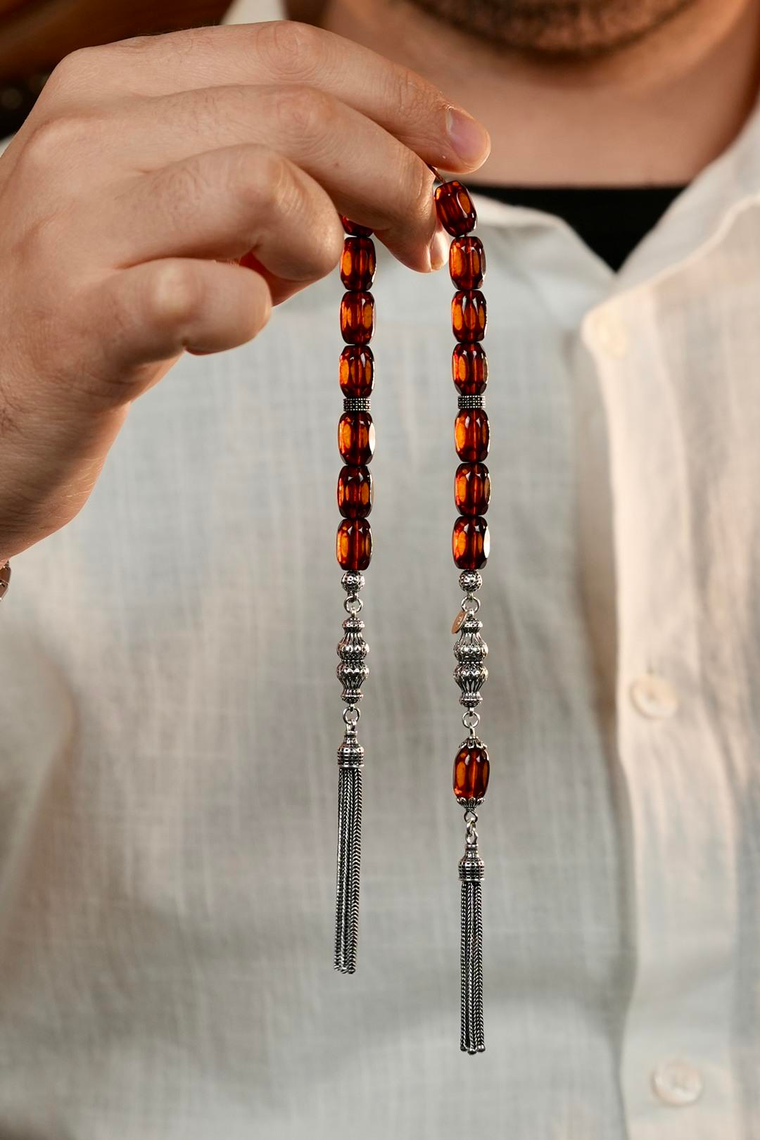 Gümüş Tasarım Orjinal Rus Damla Kehribar Zaza Tesbih