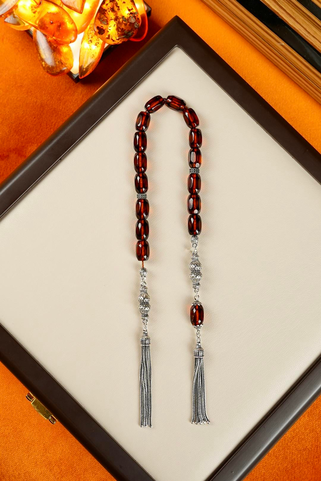 Gümüş Tasarım Orjinal Rus Damla Kehribar Zaza Tesbih