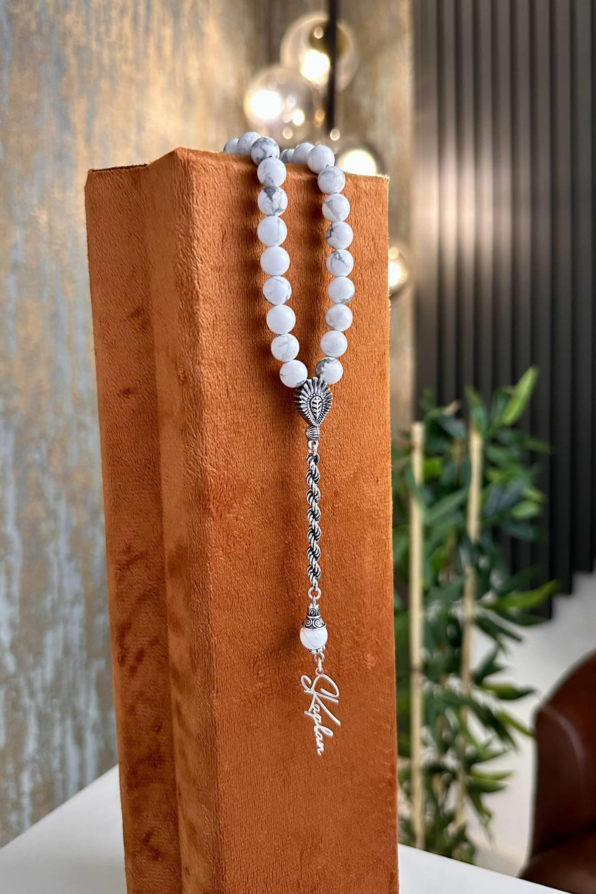 Havlit Doğal Taş Gümüş Tasarım Tesbih ( Kişiye Özel )