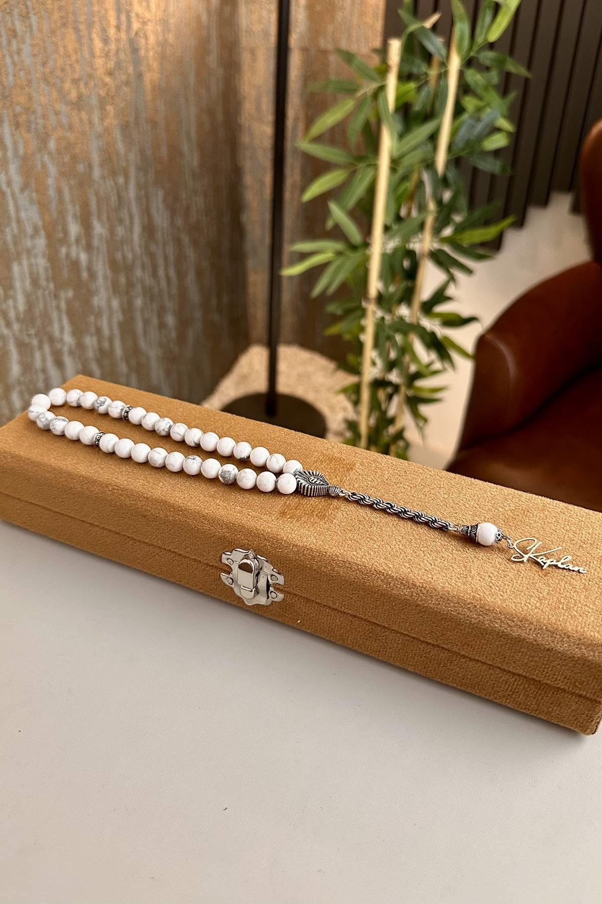 Havlit Doğal Taş Gümüş Tasarım Tesbih ( Kişiye Özel )