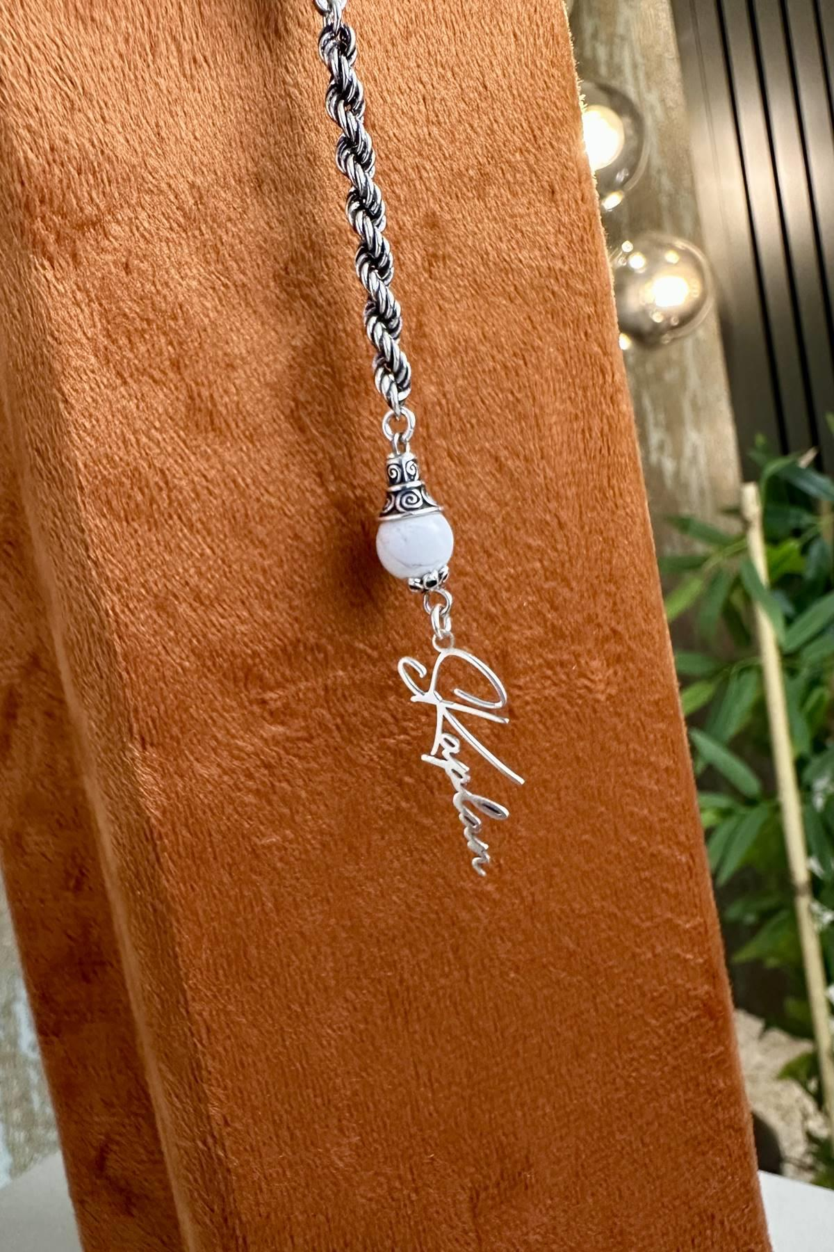 Havlit Doğal Taş Gümüş Tasarım Tesbih ( Kişiye Özel )