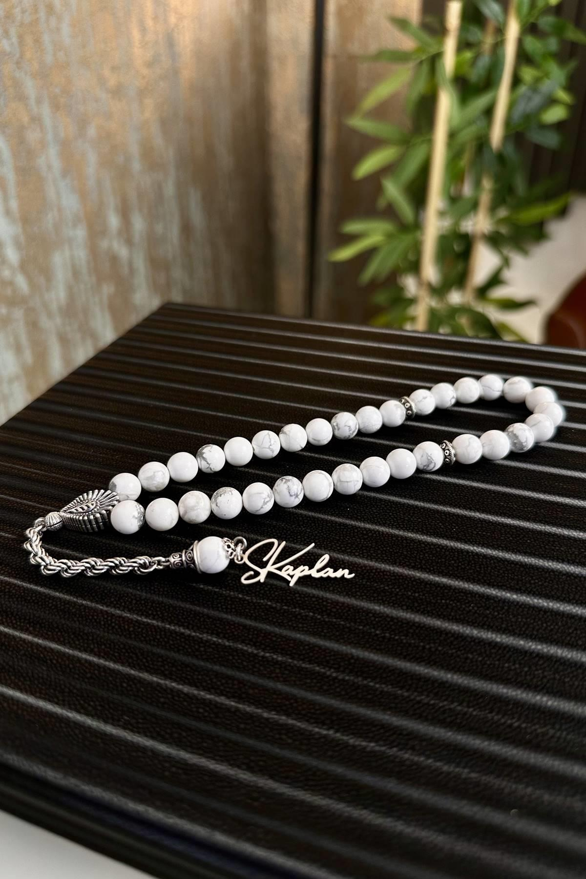 Havlit Doğal Taş Gümüş Tasarım Tesbih ( Kişiye Özel )