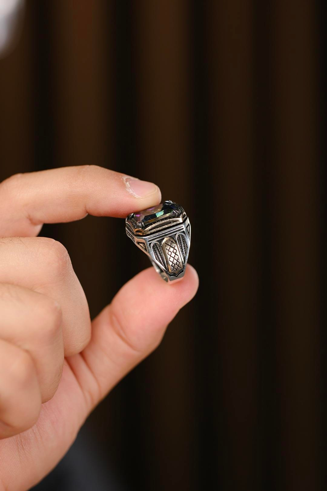 Helezon Renkli El İşçiliği 925 Ayar Gümüş Yüzük