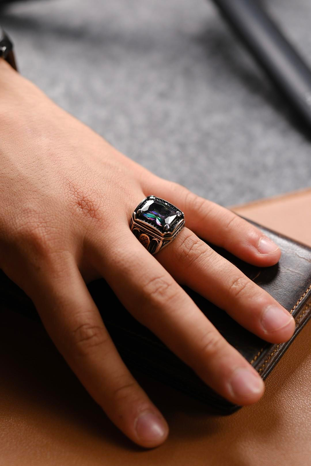 Helezon Renkli El İşçiliği 925 Ayar Gümüş Yüzük