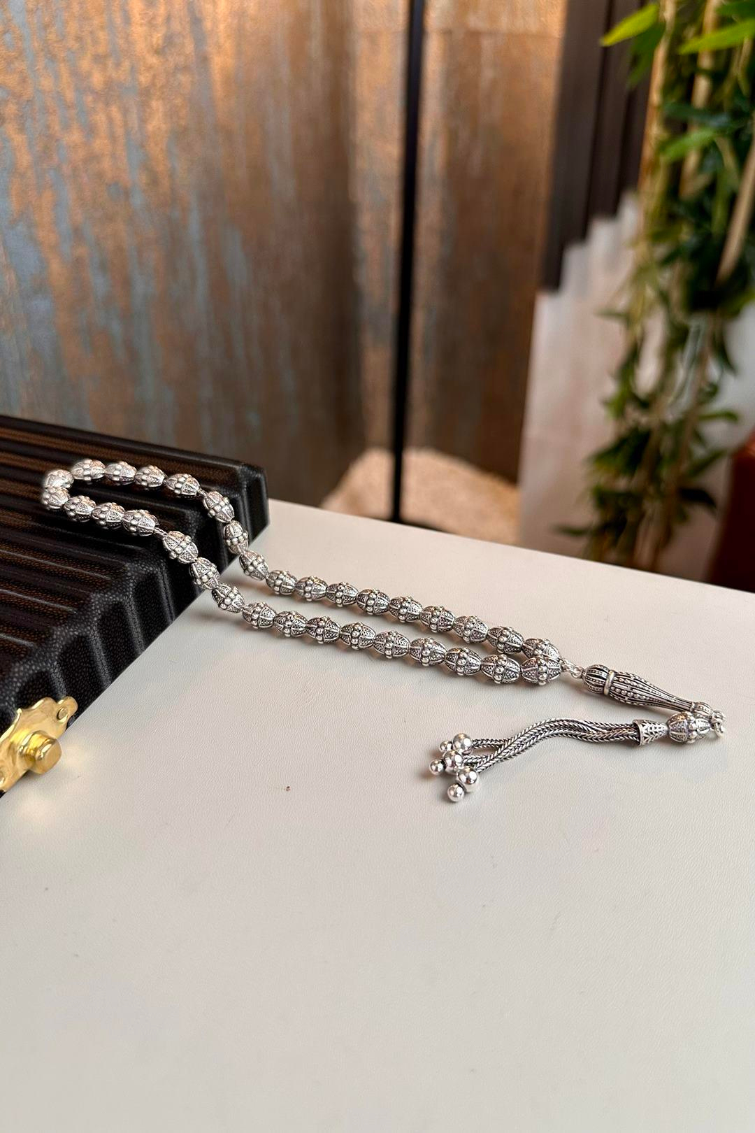 Kalem Oyma İşcilik 925 Ayar Gümüş Tesbih