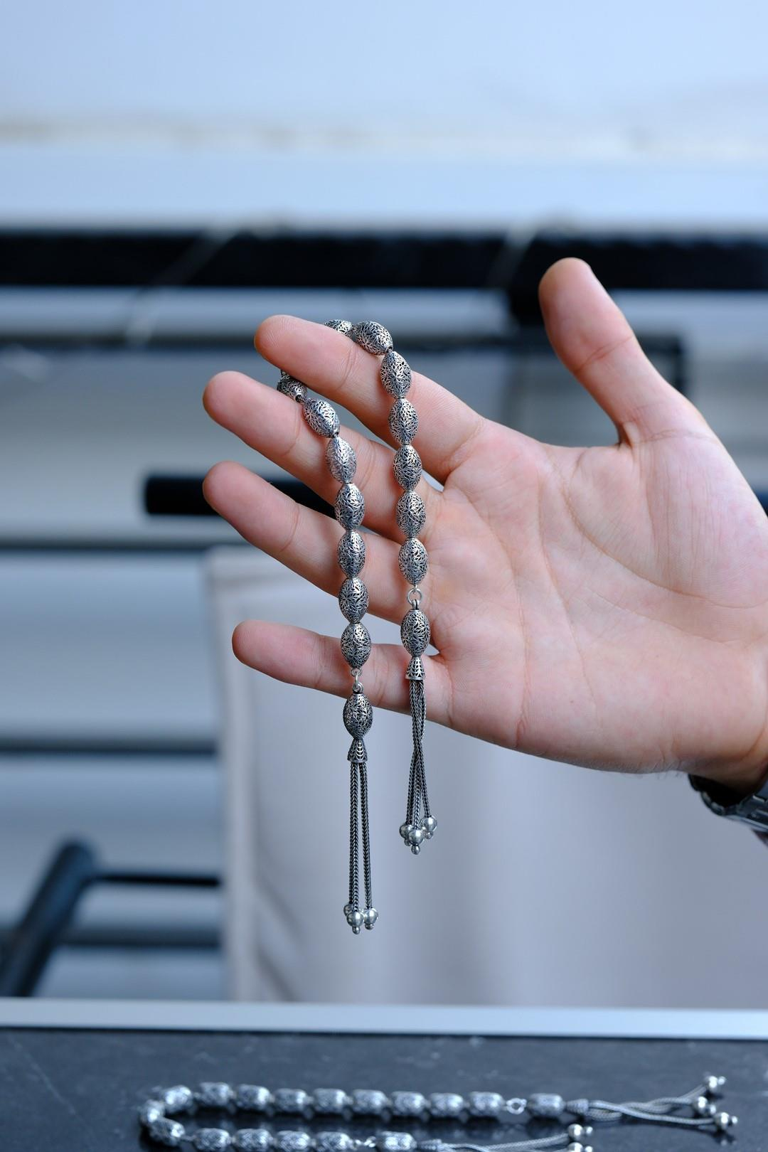 Kalemkar İşcilik 925 Ayar Gümüş Zaza  Tesbihi