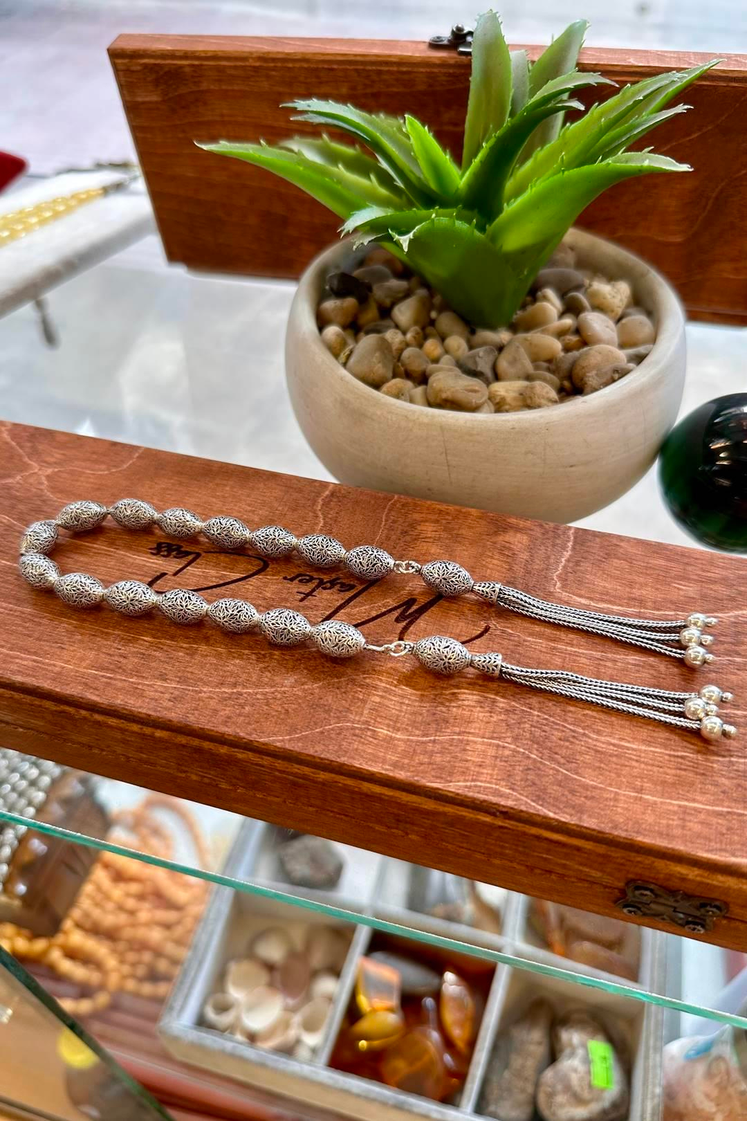 Kalemkar İşcilik 925 Ayar Gümüş Zaza  Tesbihi