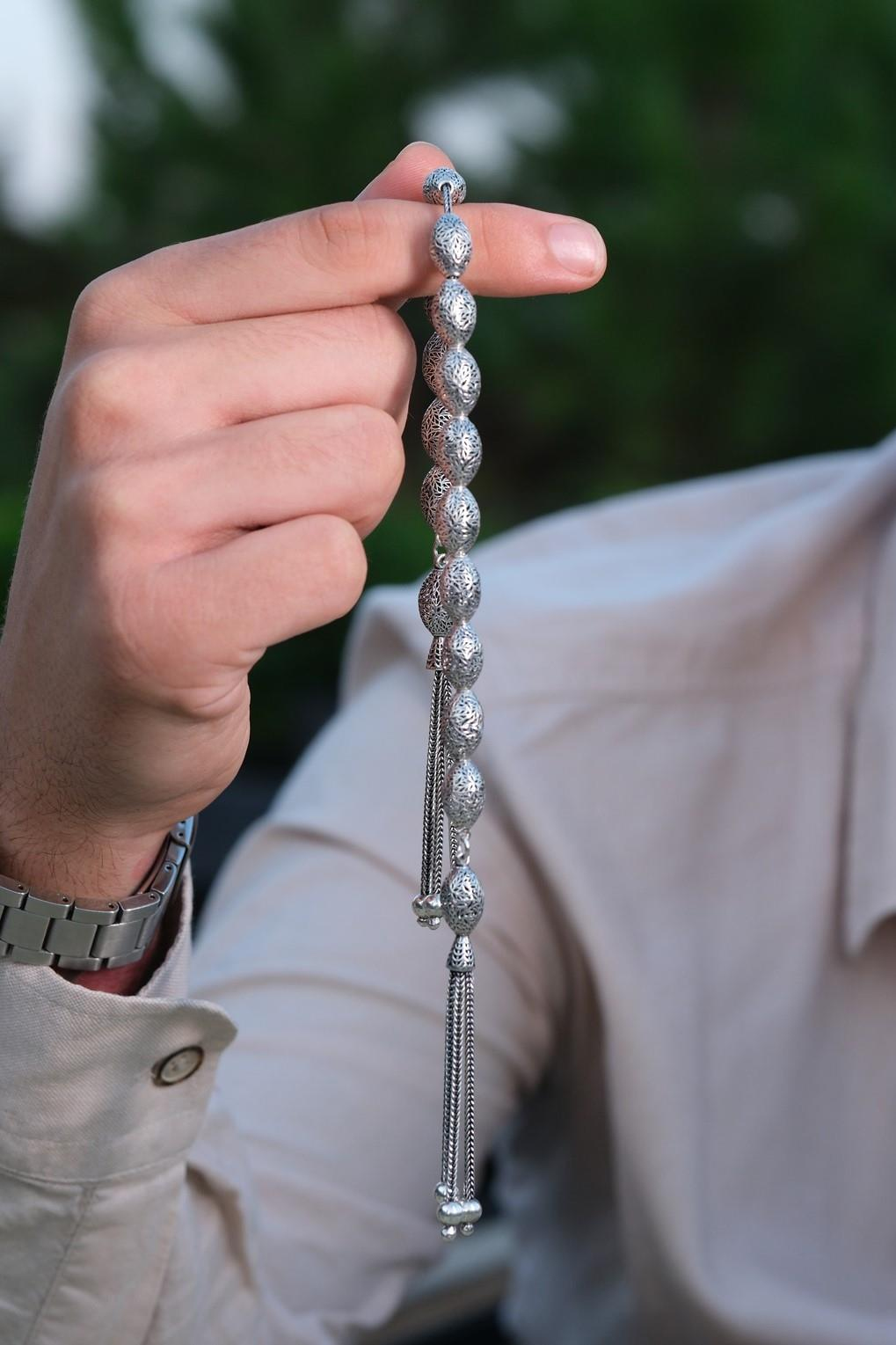 Kalemkar İşcilik 925 Ayar Gümüş Zaza  Tesbihi