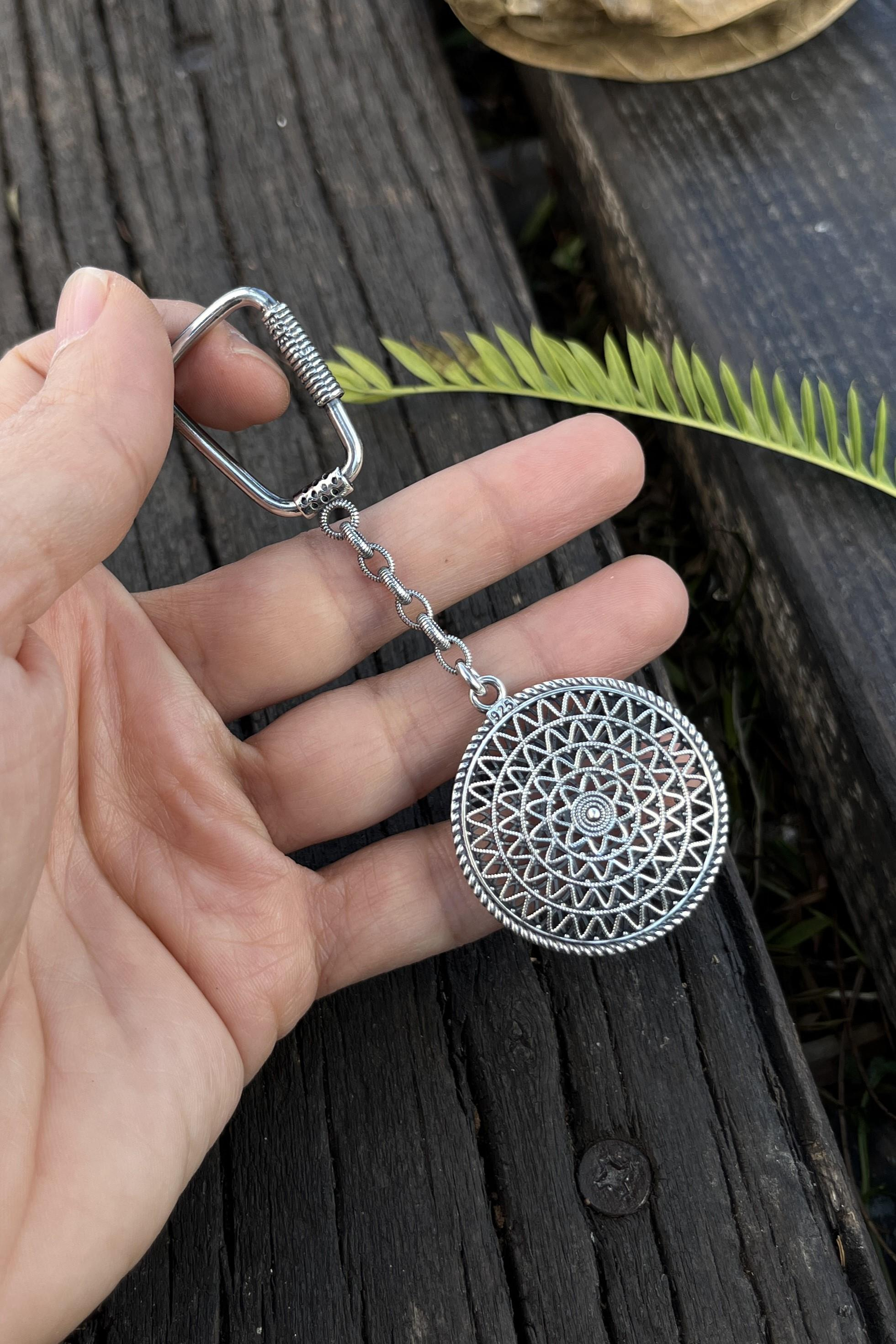 Kalkan Motif Gümüş Telkari Anahtarlık