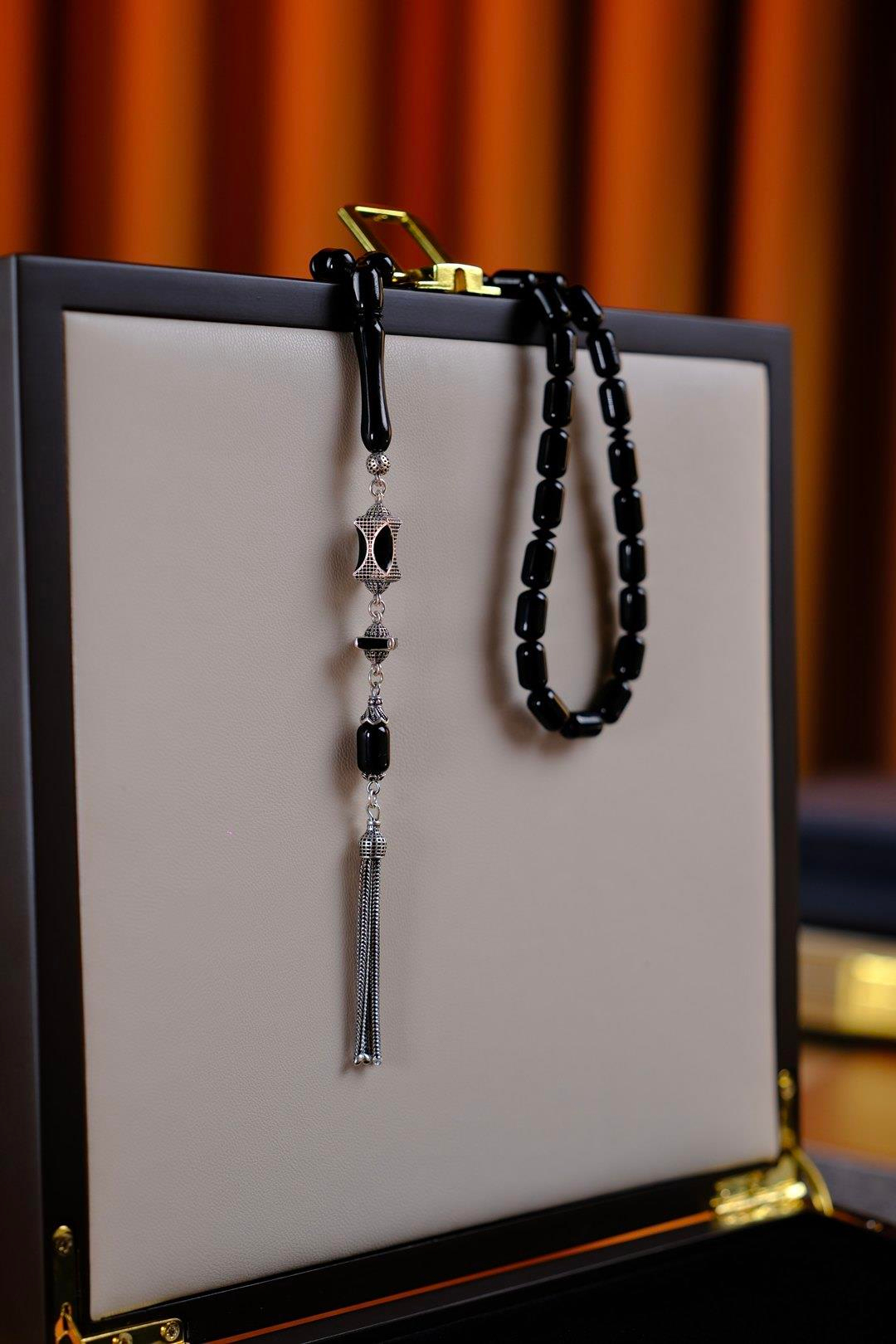 Kapsül Model Gümüş Tasarım Erzurum Oltu Taşı Tesbih 