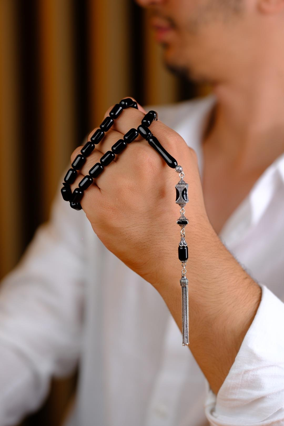 Kapsül Model Gümüş Tasarım Erzurum Oltu Taşı Tesbih 