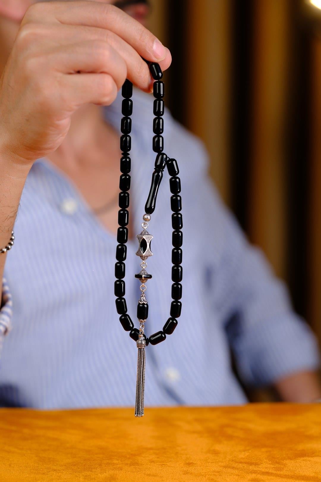 Kapsül Model Gümüş Tasarım Erzurum Oltu Taşı Tesbih 