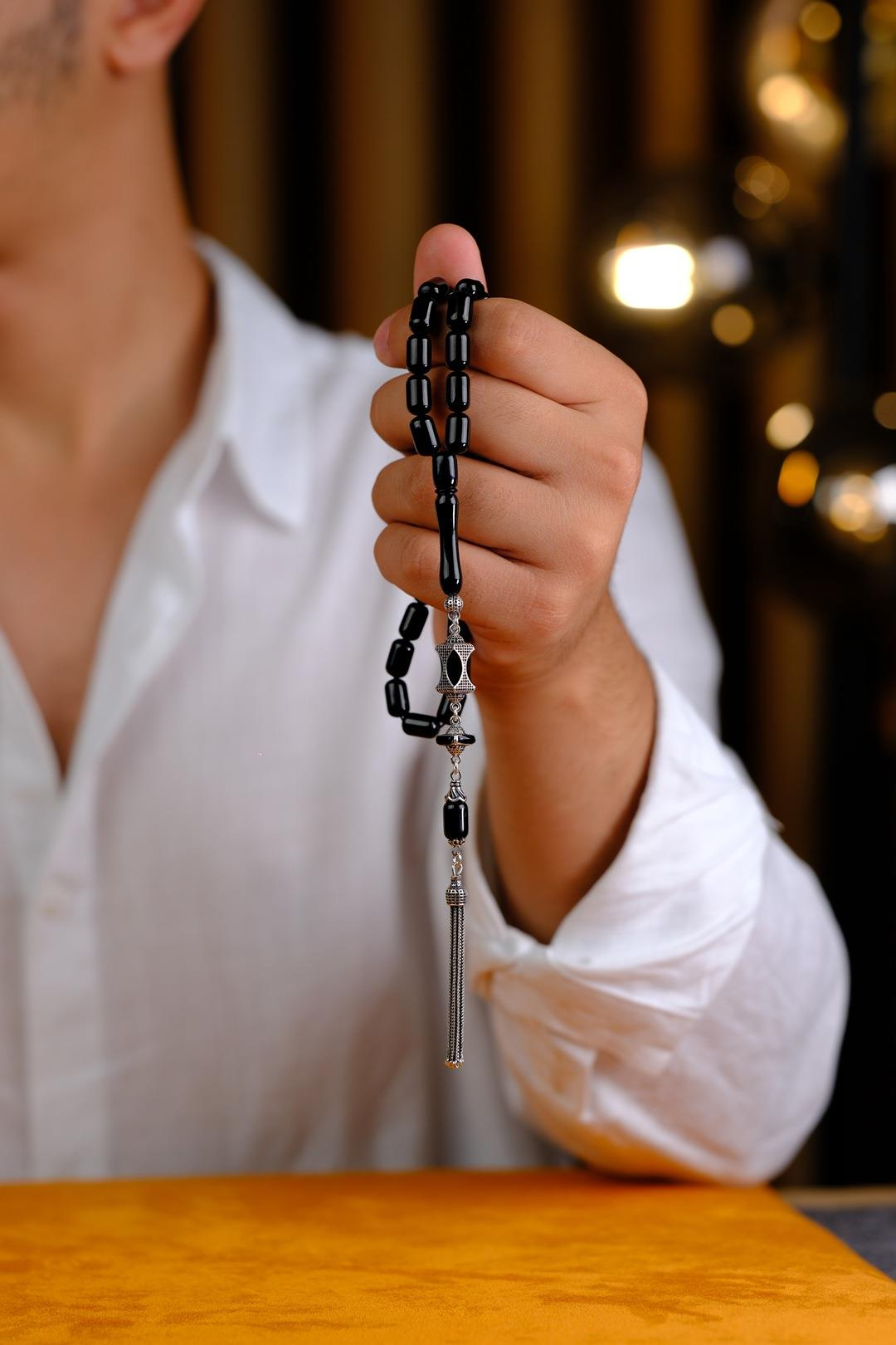 Kapsül Model Gümüş Tasarım Erzurum Oltu Taşı Tesbih 