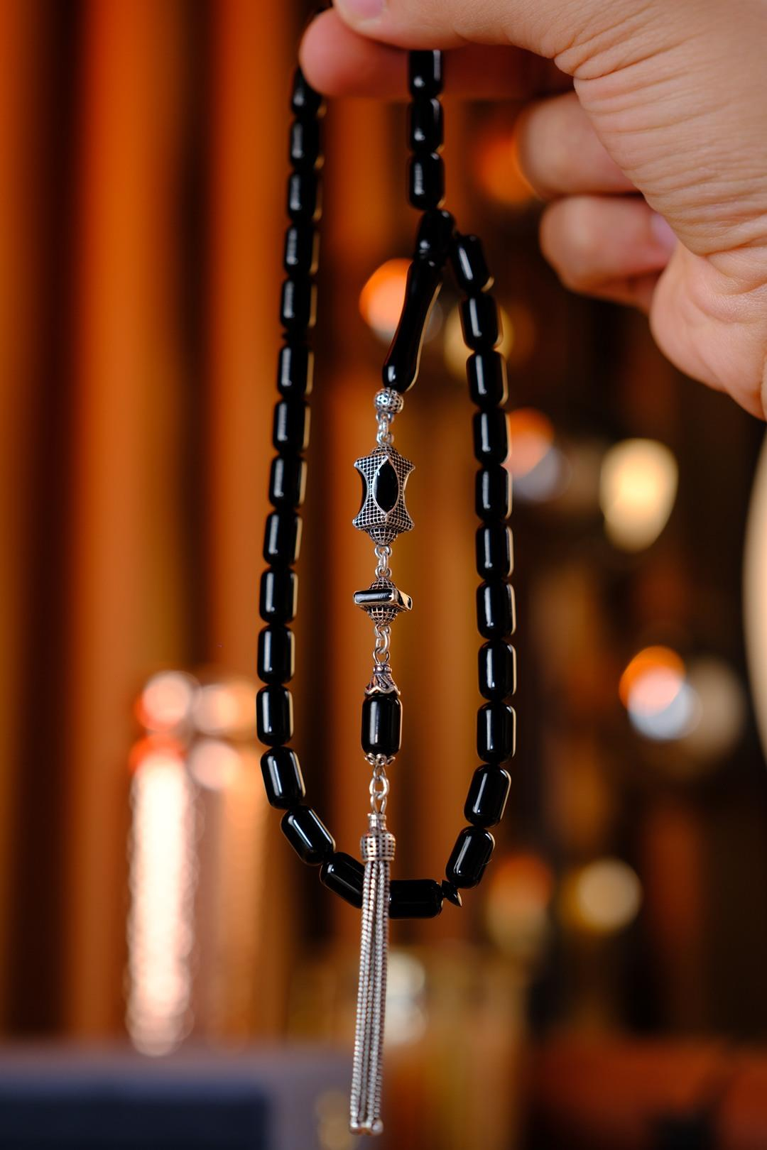 Kapsül Model Gümüş Tasarım Erzurum Oltu Taşı Tesbih 