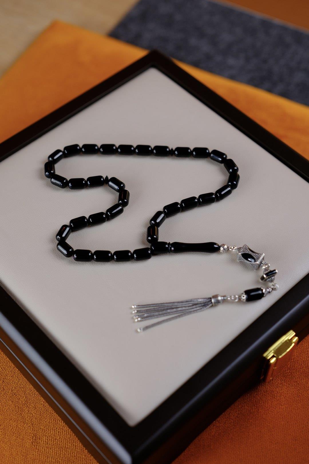 Kapsül Model Gümüş Tasarım Erzurum Oltu Taşı Tesbih 