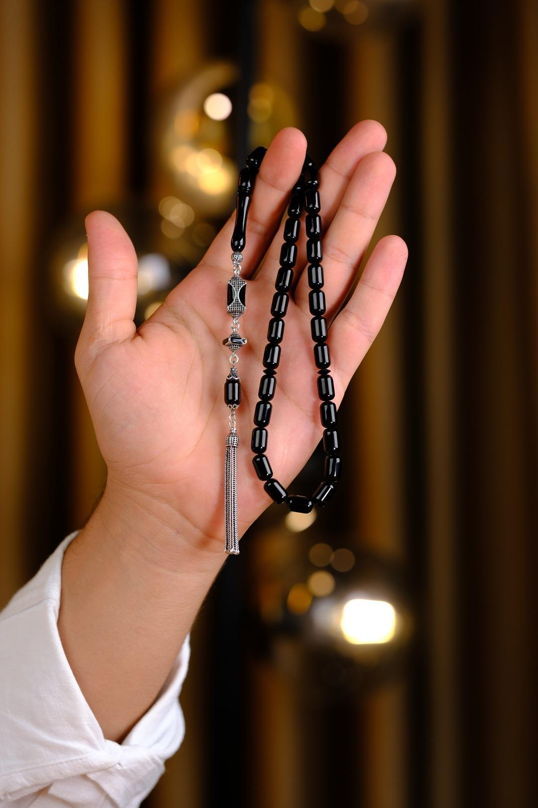 Kapsül Model Gümüş Tasarım Erzurum Oltu Taşı Tesbih 