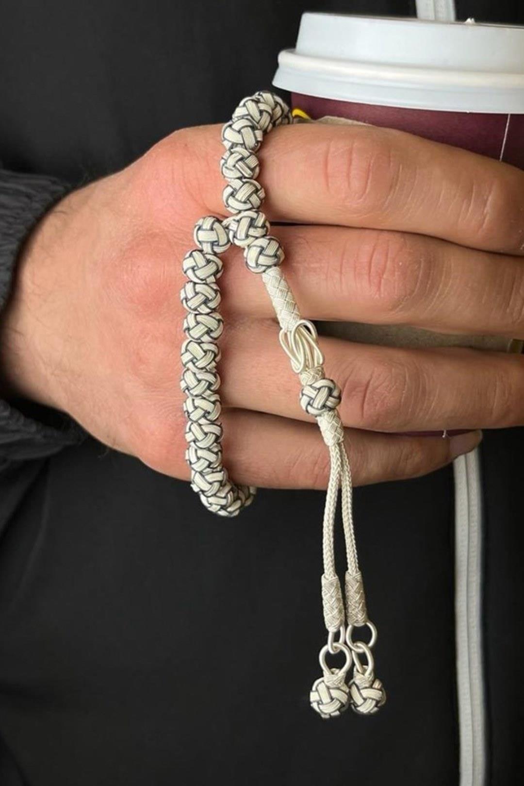 Kazaz El Örmesi Gümüş Tesbih