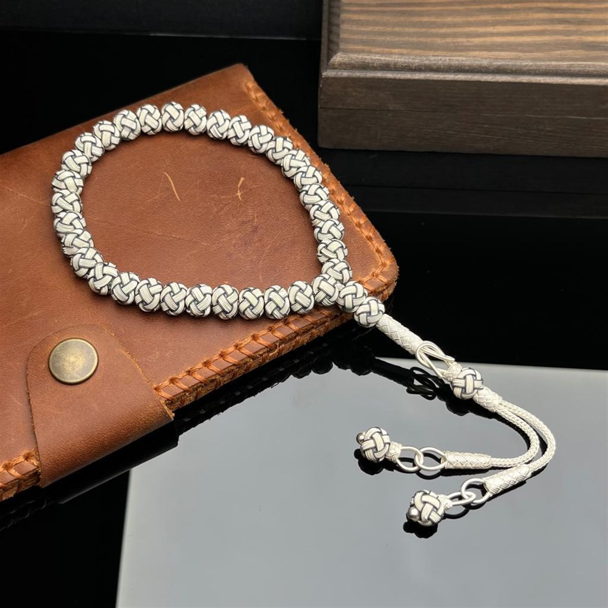 Kazaz El Örmesi Gümüş Tesbih