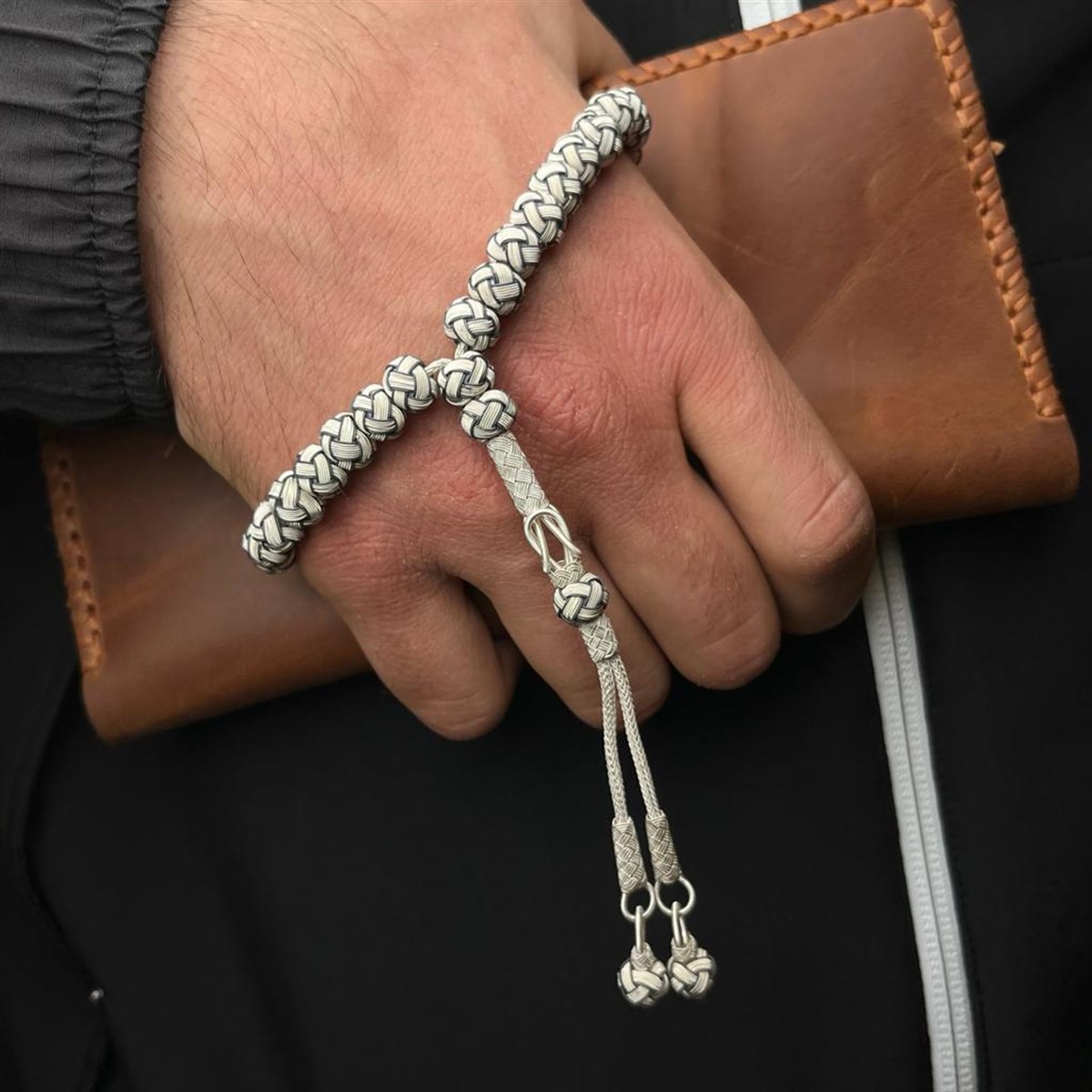 Kazaz El Örmesi Gümüş Tesbih