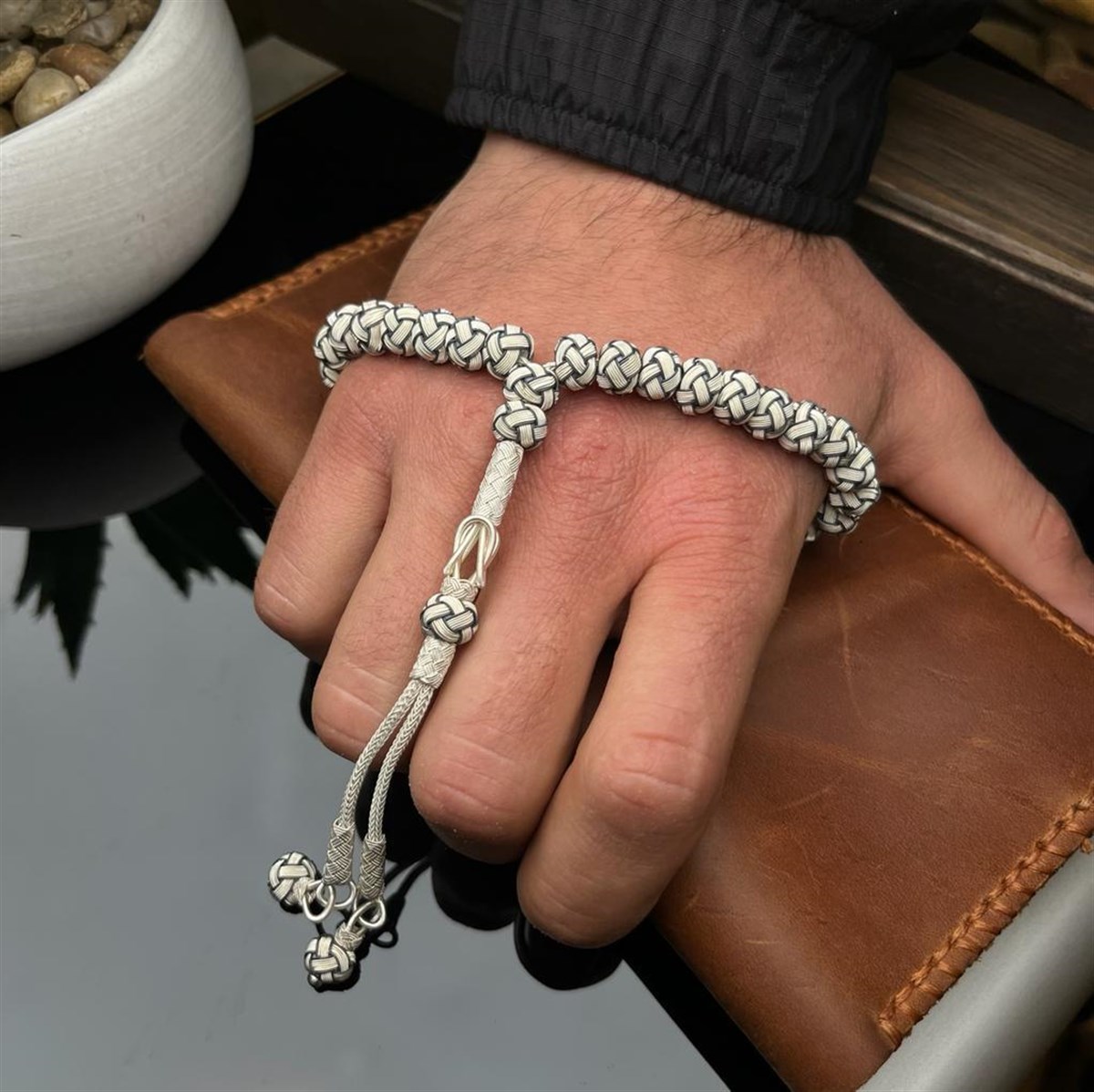 Kazaz El Örmesi Gümüş Tesbih