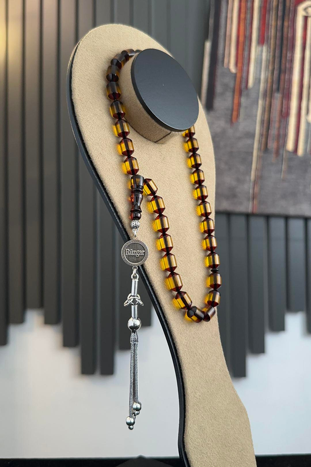 Kişiye Özel Gümüş İsimli Tasarım Şeffaf Su Yeşili Tesbih