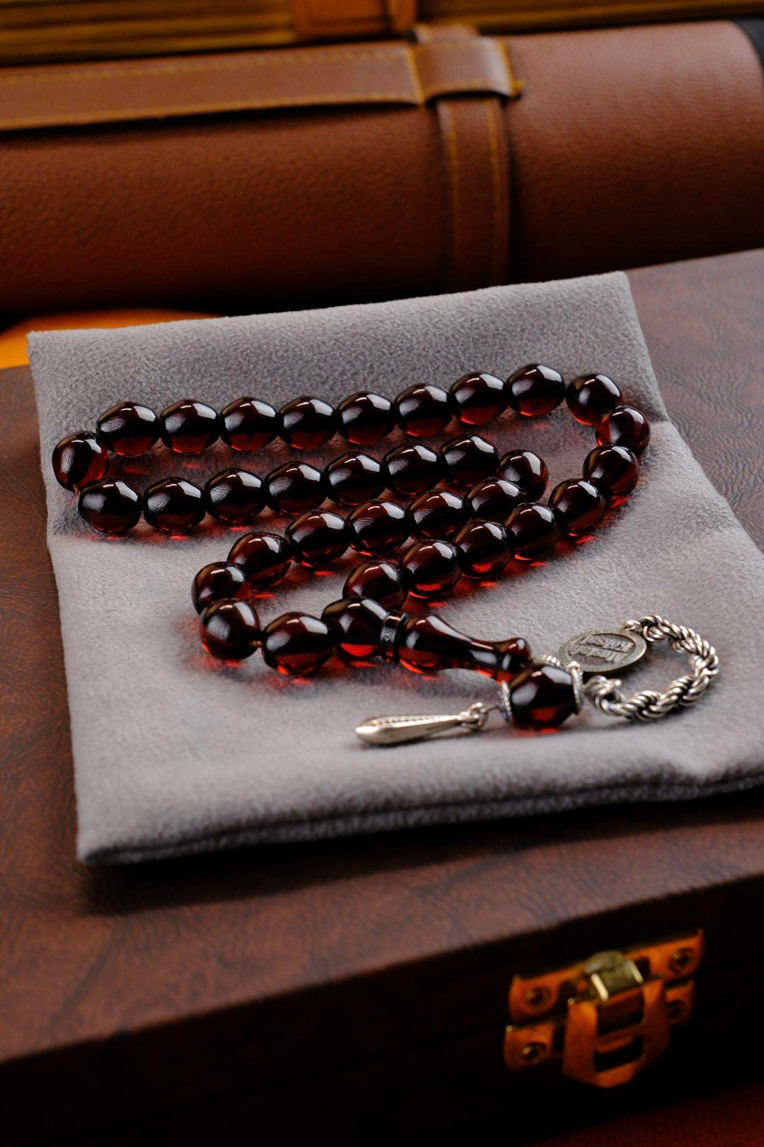 Kişiye Özel Gümüş İsimli Tasarım Sığırcık Kesim Ateş Kehribar Tesbih