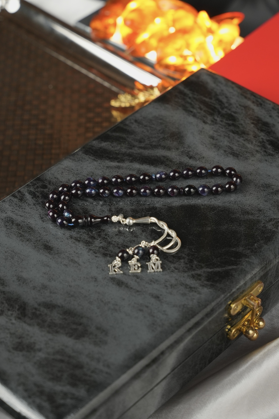 Kişiye Özel Harf Tasarımlı Alman Sıkma Kehribar Tesbih