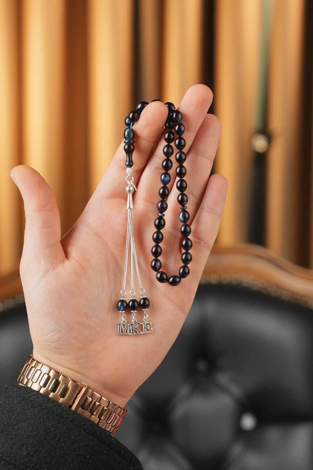 Kişiye Özel Harf Tasarımlı Alman Sıkma Kehribar Tesbih