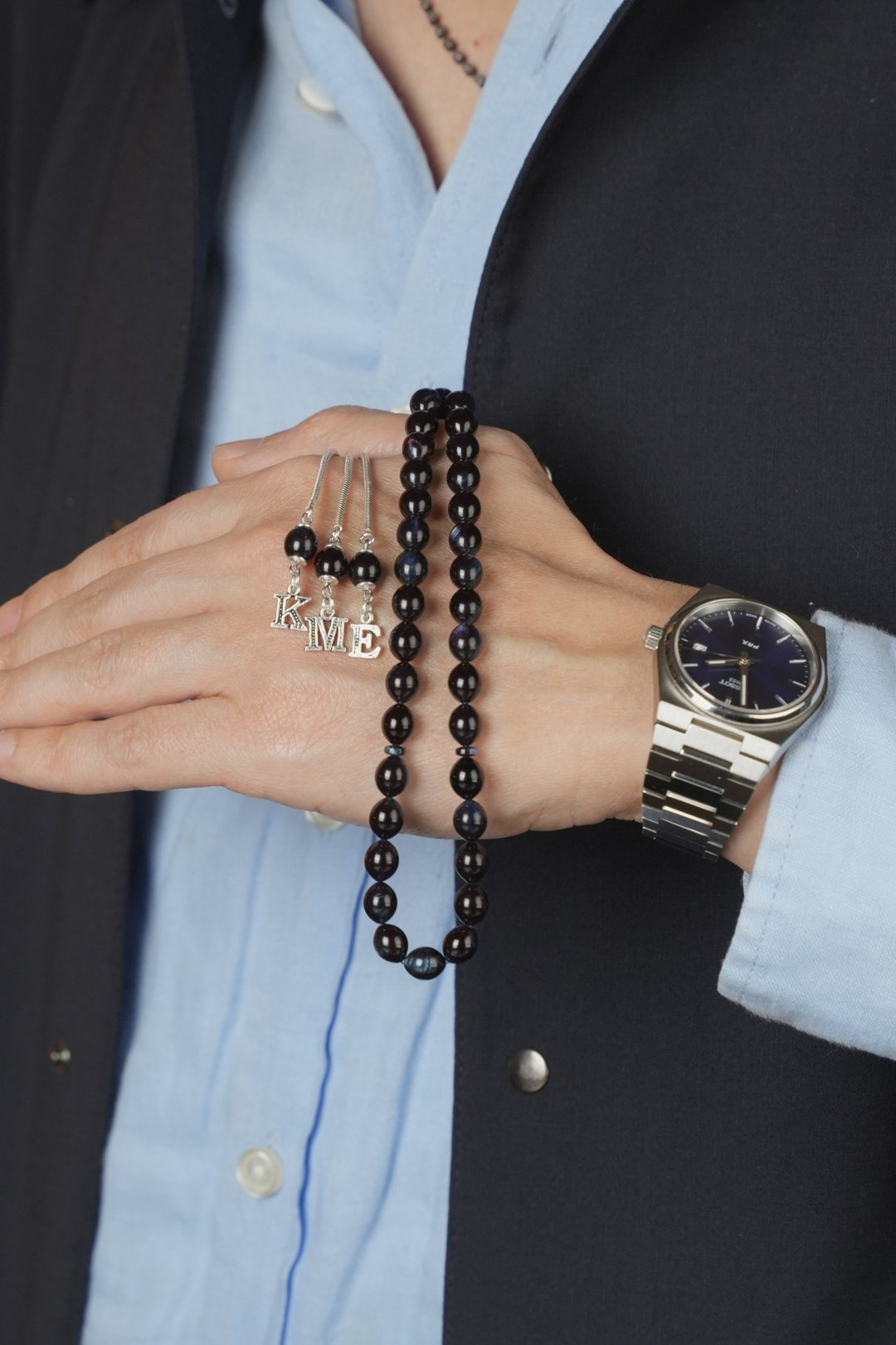 Kişiye Özel Harf Tasarımlı Alman Sıkma Kehribar Tesbih