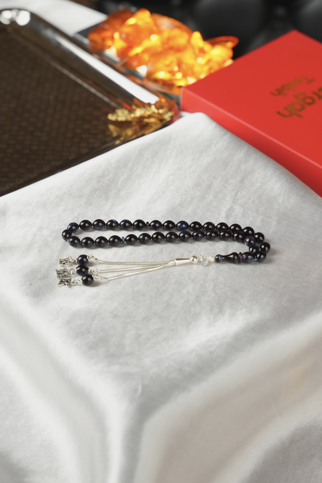 Kişiye Özel Harf Tasarımlı Alman Sıkma Kehribar Tesbih