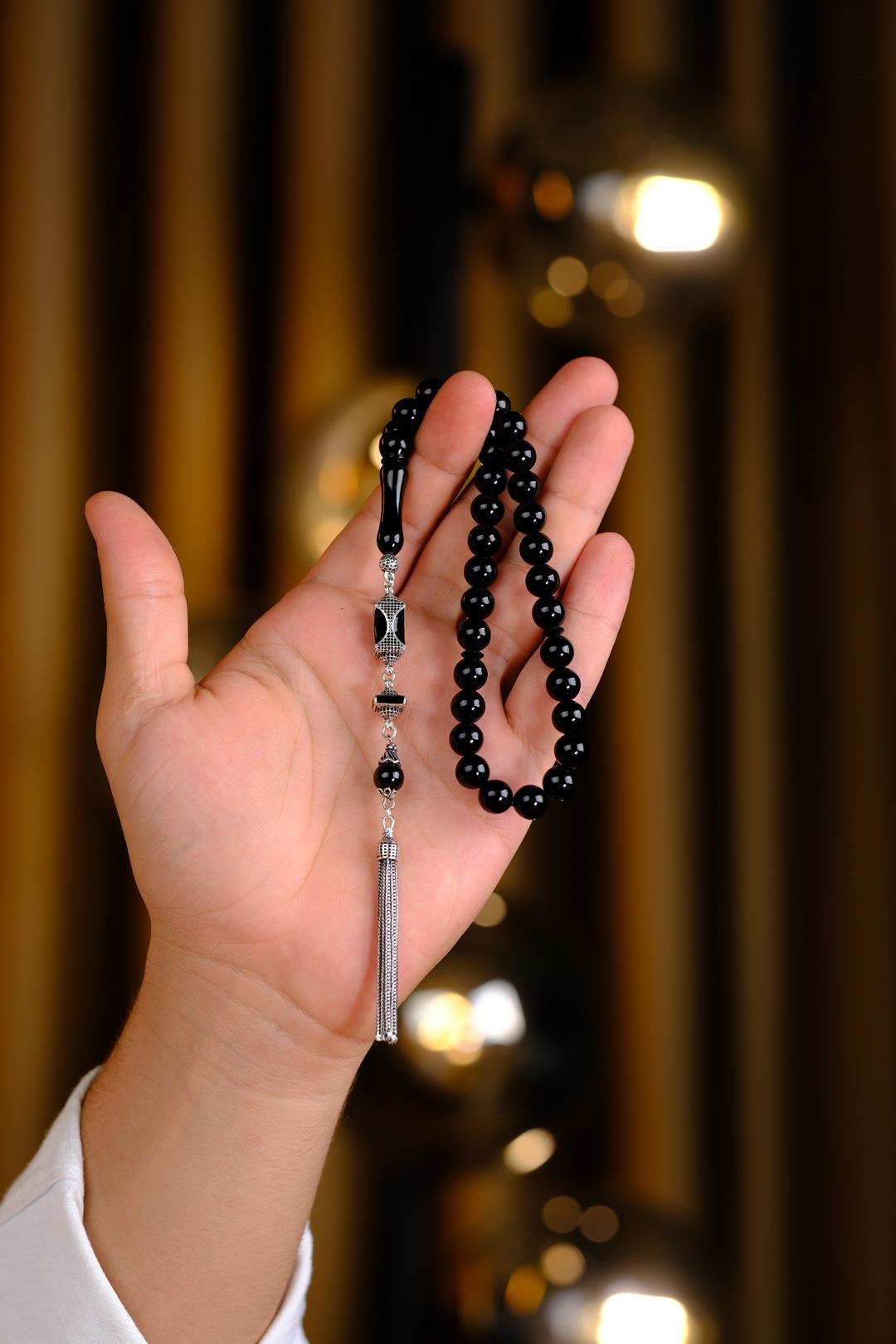 Küre Model Gümüş Tasarım Erzurum Oltu Taşı Tesbih 