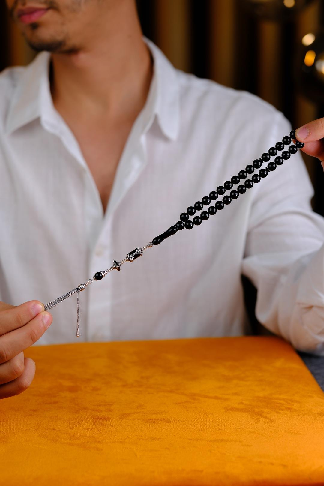 Küre Model Gümüş Tasarım Erzurum Oltu Taşı Tesbih 