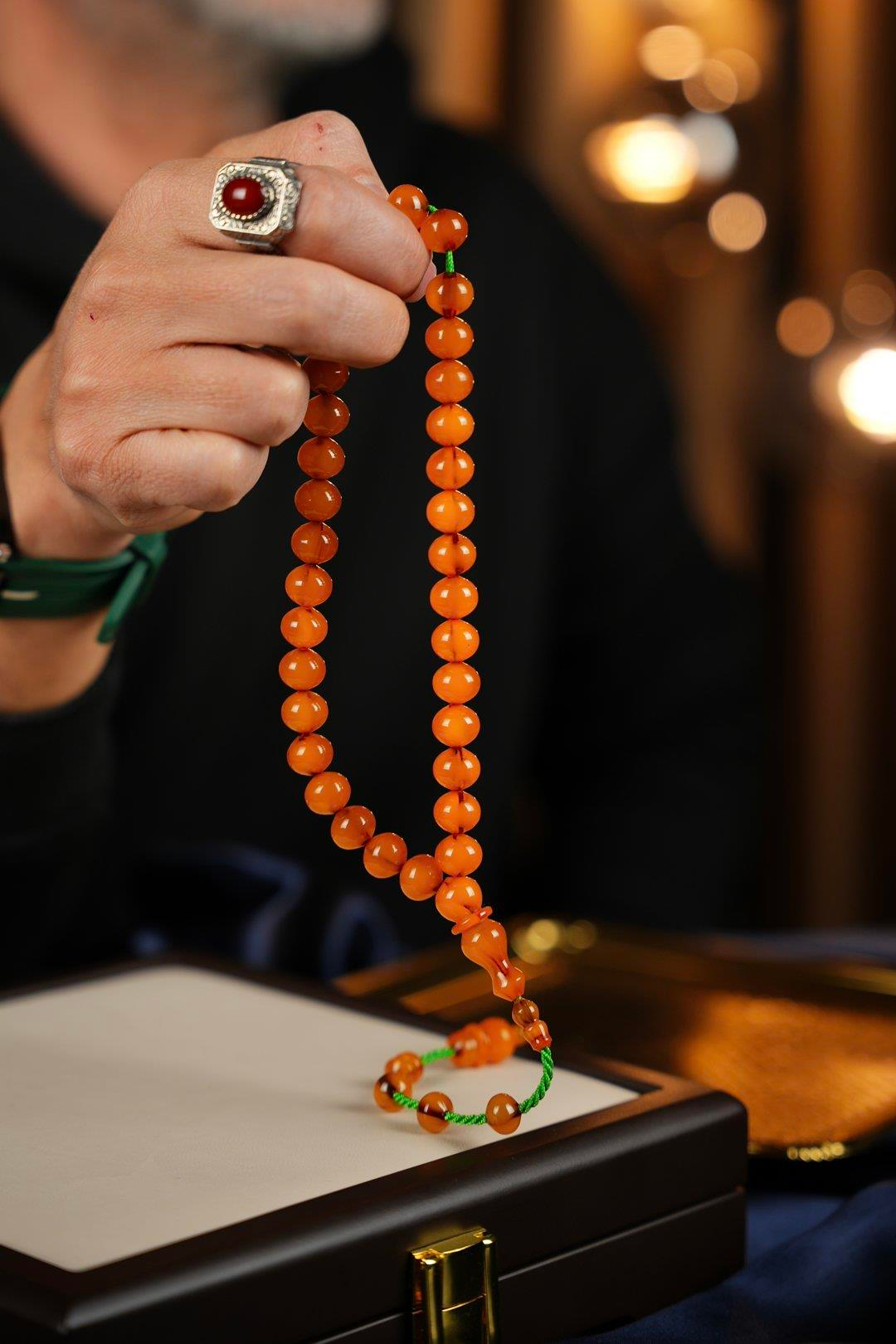 Master Sinan Bülbül Üst Düzey Koleksiyonluk Eski Osmanlı Sıkma Kehribar Tesbih (Antique Faturan Amber Beads فاتوران عنبر خرز عتيق)