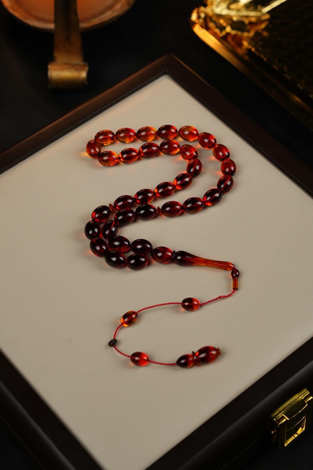 Master Ümit Demir Eski Osmanlı Sıkma Tirbuşon Obje Koleksiyonluk Tesbih (Antique Faturan Amber Beads فاتوران عنبر خرز عتيق)