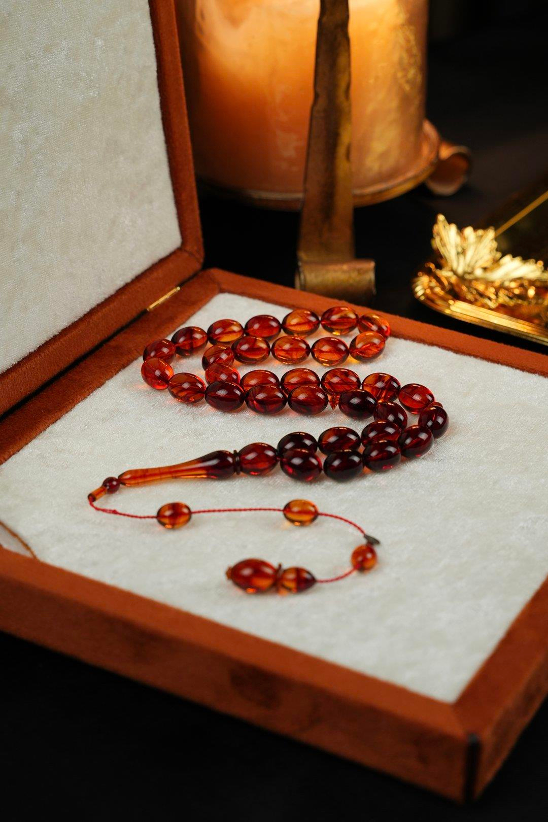 Master Ümit Demir Eski Osmanlı Sıkma Tirbuşon Obje Koleksiyonluk Tesbih (Antique Faturan Amber Beads فاتوران عنبر خرز عتيق)