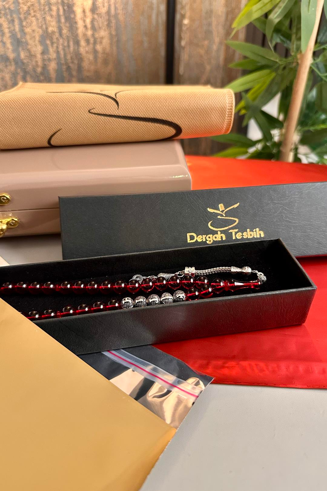 Metal İsim Tasarım Kişiye Özel Kırmızı Alman Sıkma Tesbih