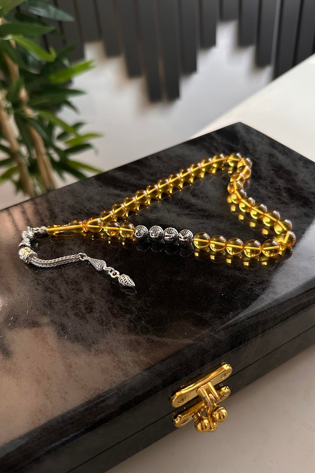 Metal İsim Tasarım Kişiye Özel Sarı Alman Sıkma Tesbih