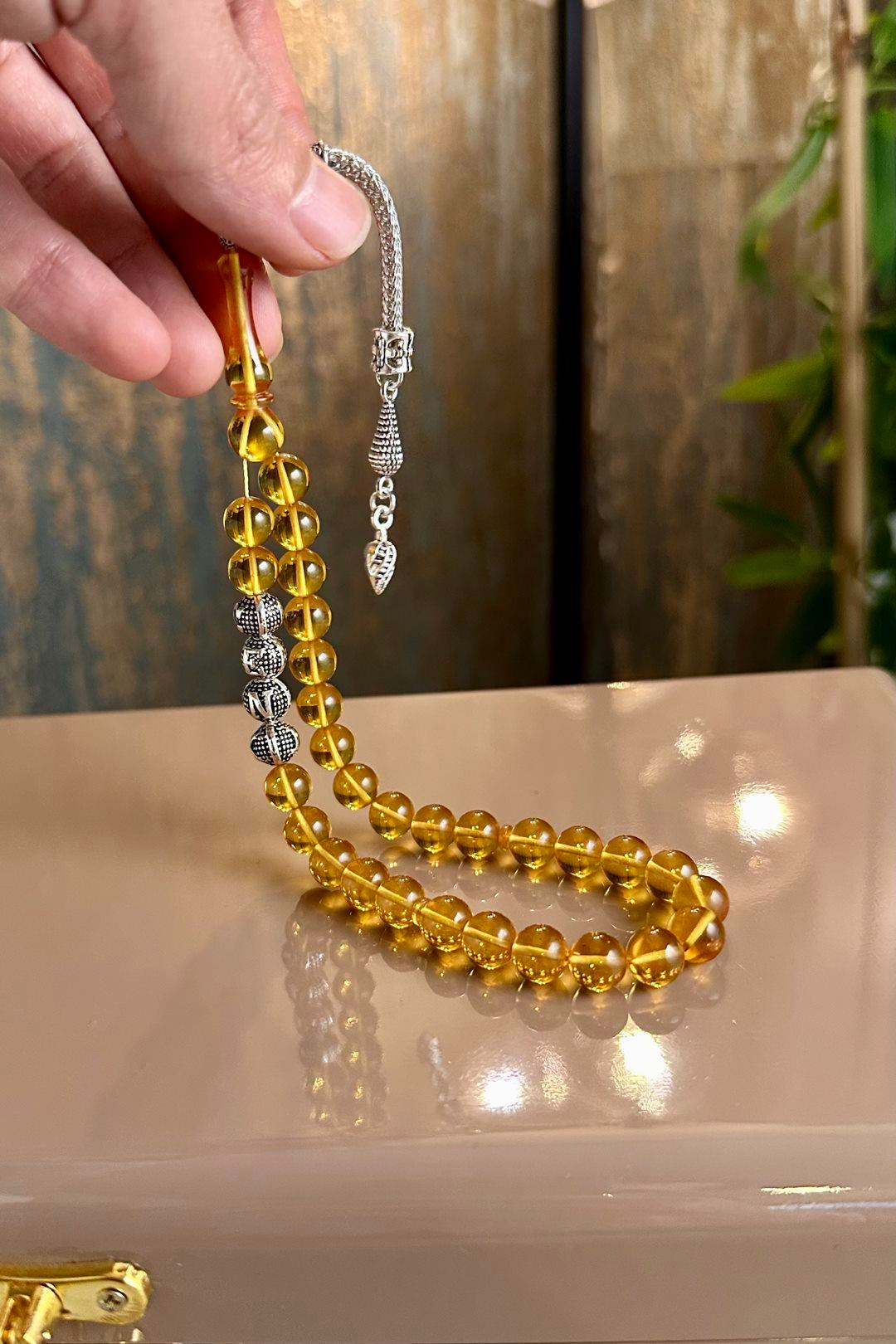 Metal İsim Tasarım Kişiye Özel Sarı Alman Sıkma Tesbih