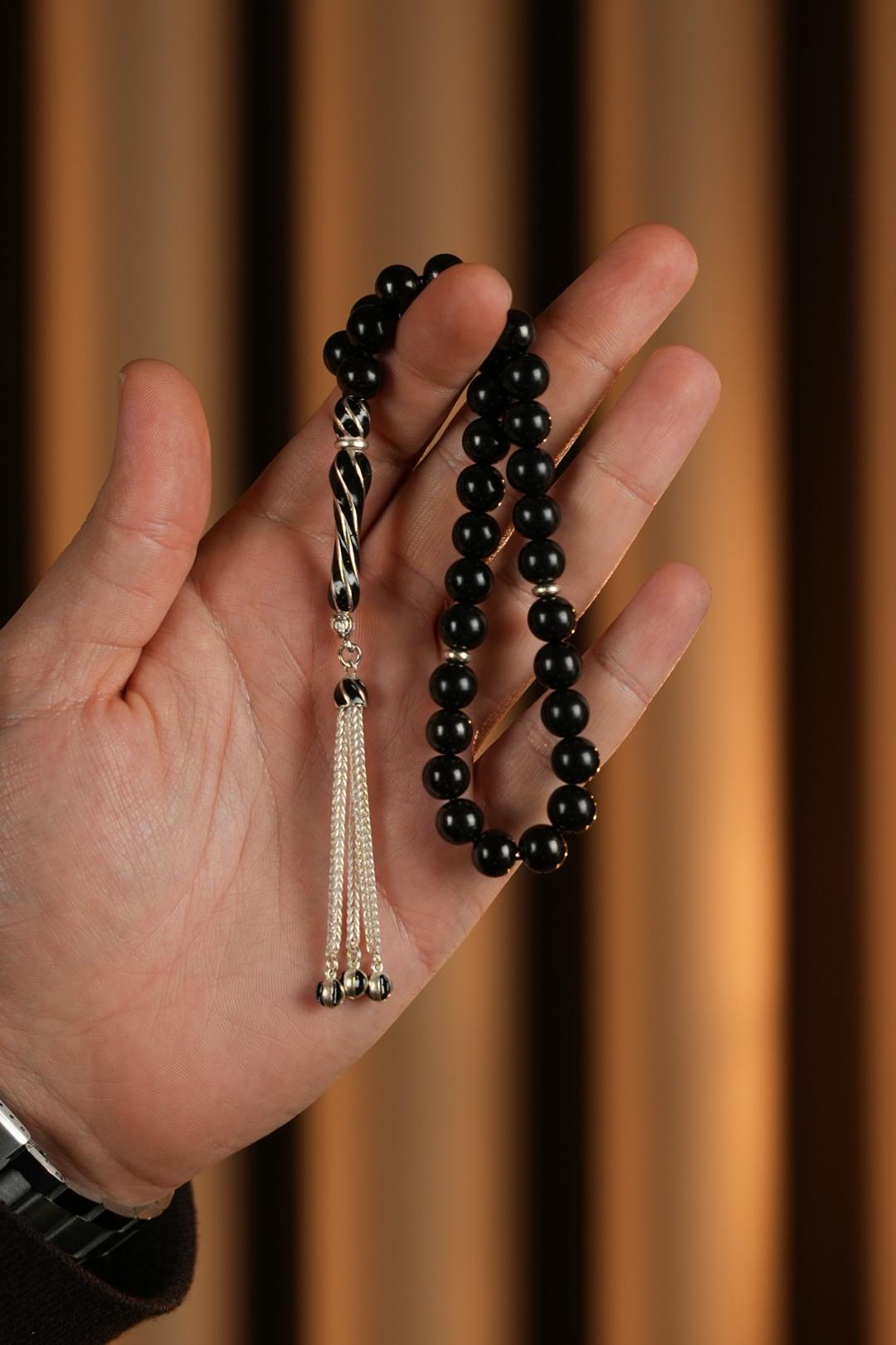 Oltu Taşı Metal Tasarım Küre Model Tesbih