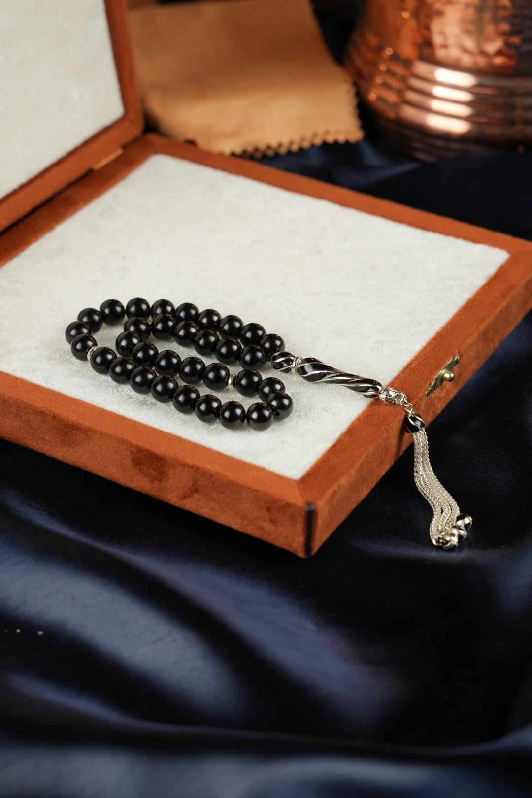 Oltu Taşı Metal Tasarım Küre Model Tesbih