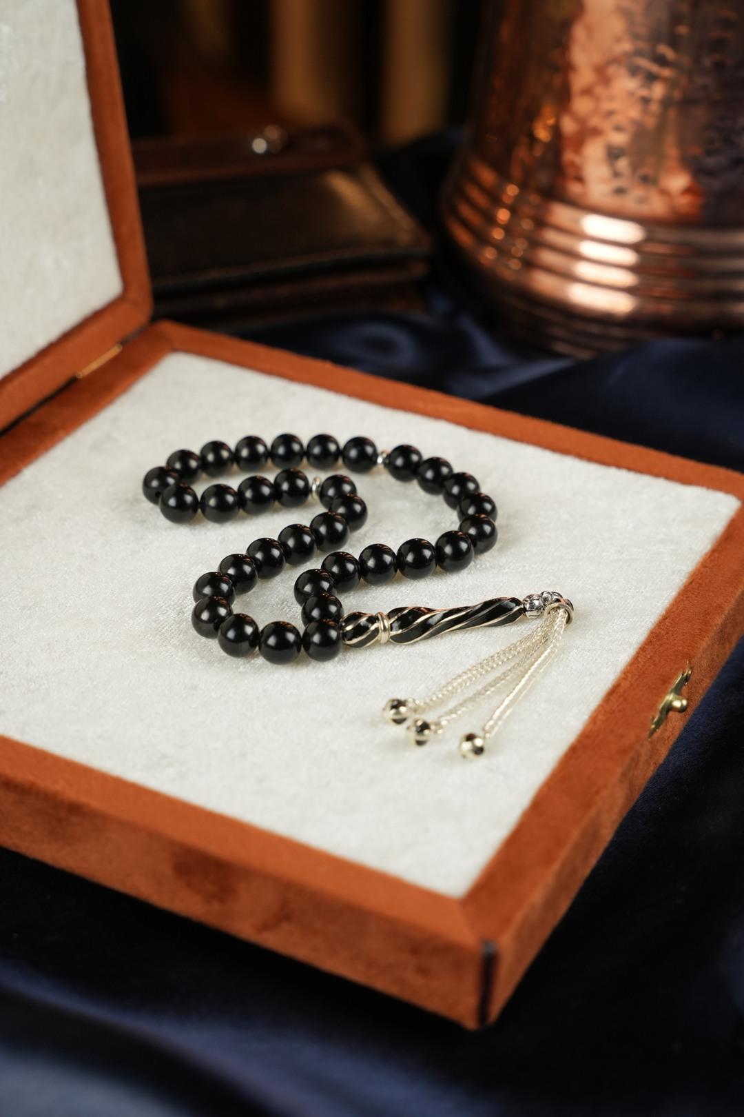 Oltu Taşı Metal Tasarım Küre Model Tesbih