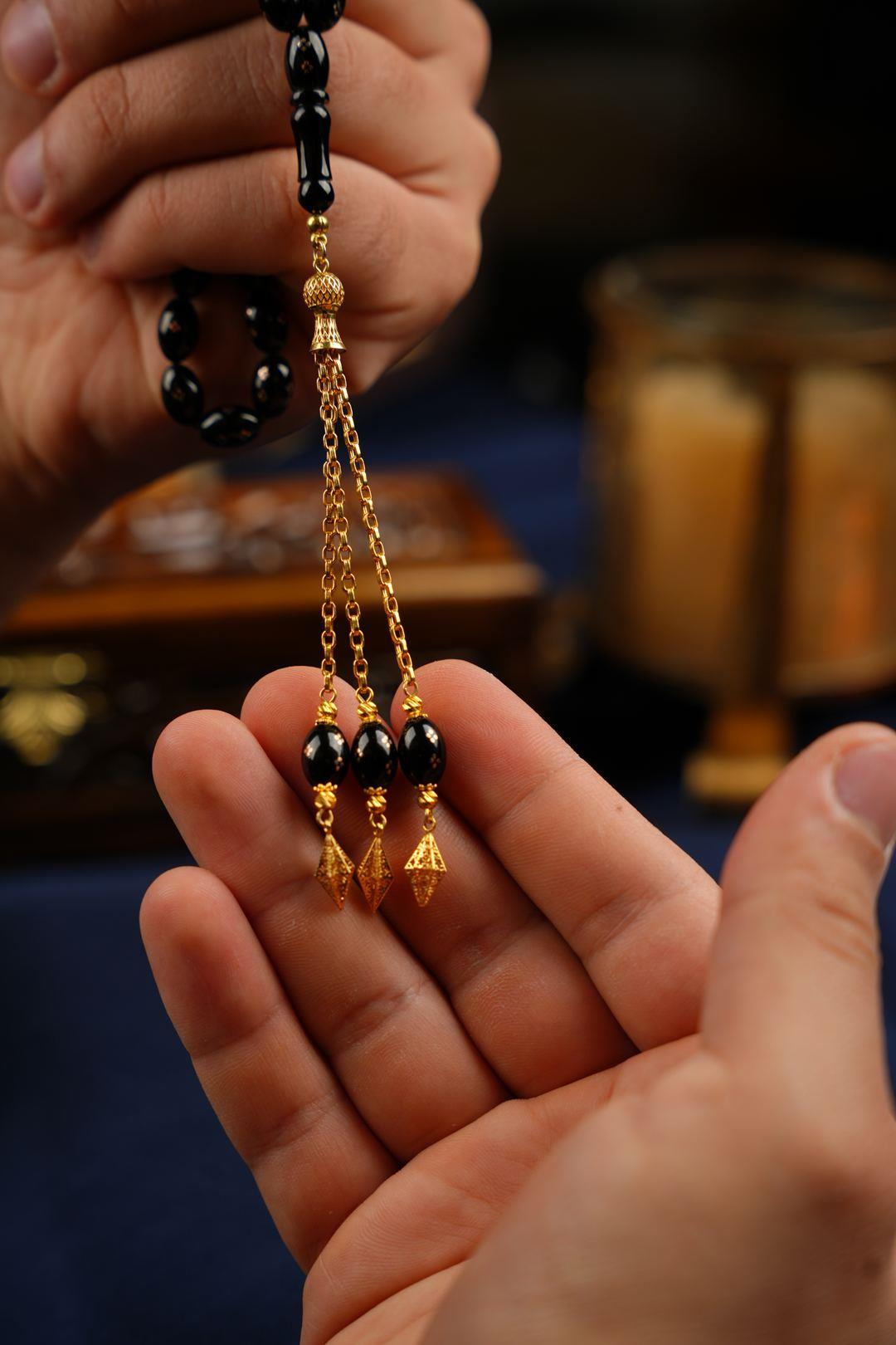 Orjinal Altın İşleme ve Altın Püskül Tasarım Erzurum Oltu Taşı Tesbih