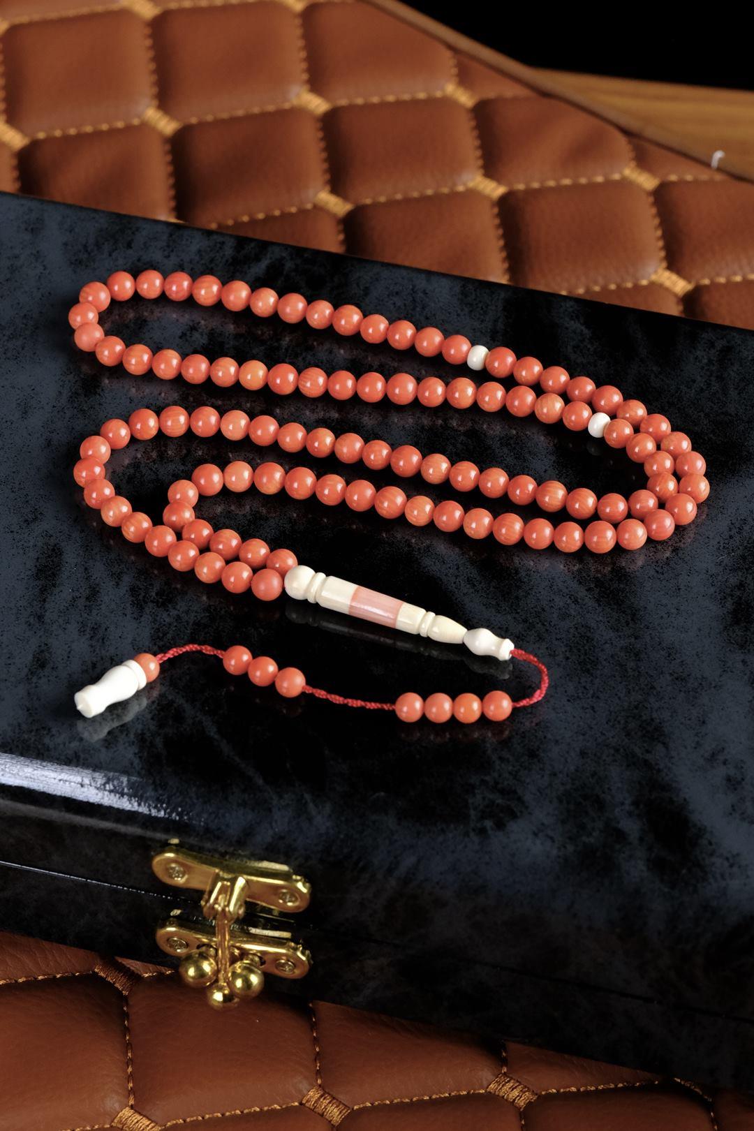 Orjinal Cezayir Mercanı 99luk Tesbih (Algerian Coral),(مرجان جزائري)