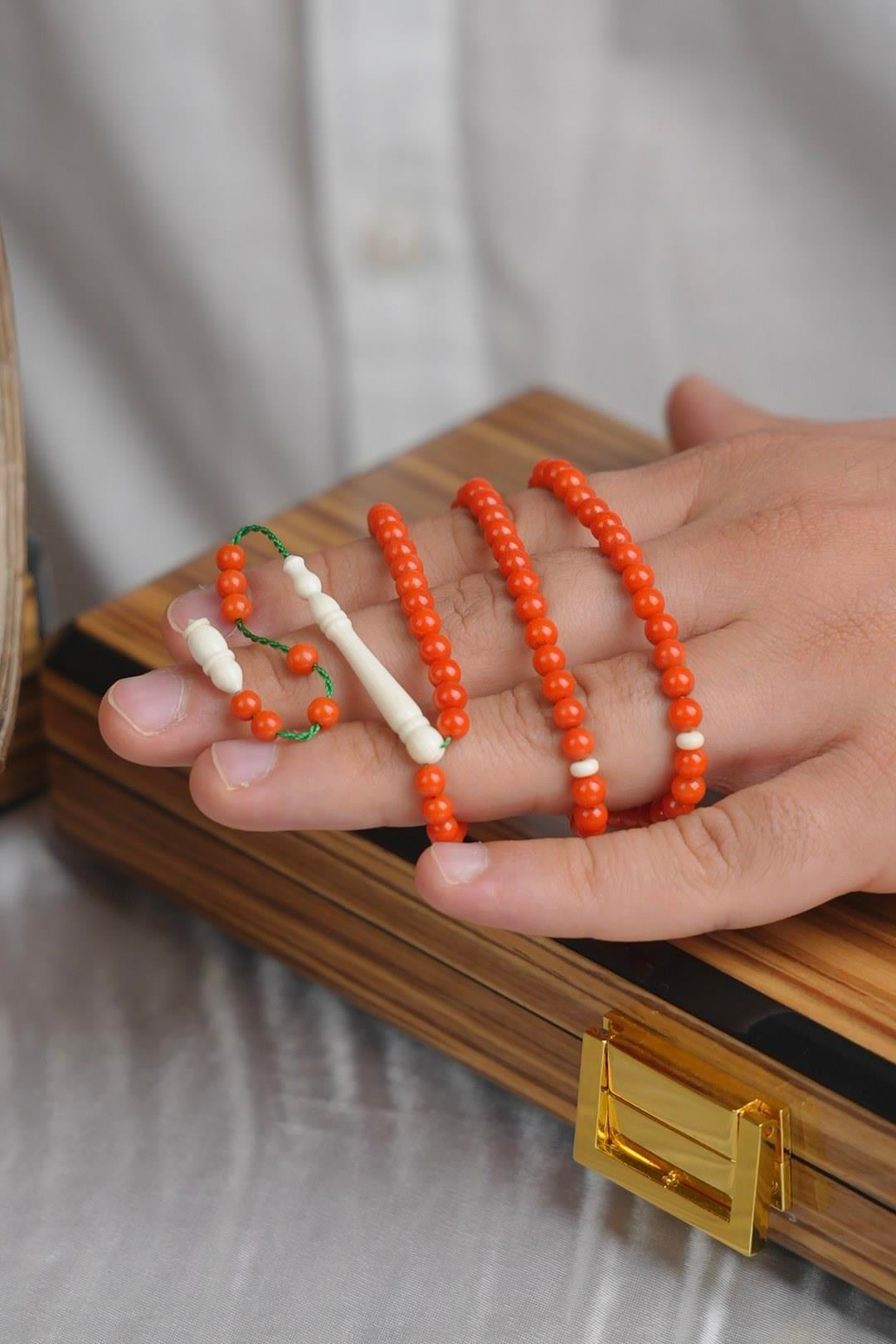 Orjinal Cezayir Mercanı 99luk Zikir Tesbihi (Algerian Coral),(مرجان جزائري)