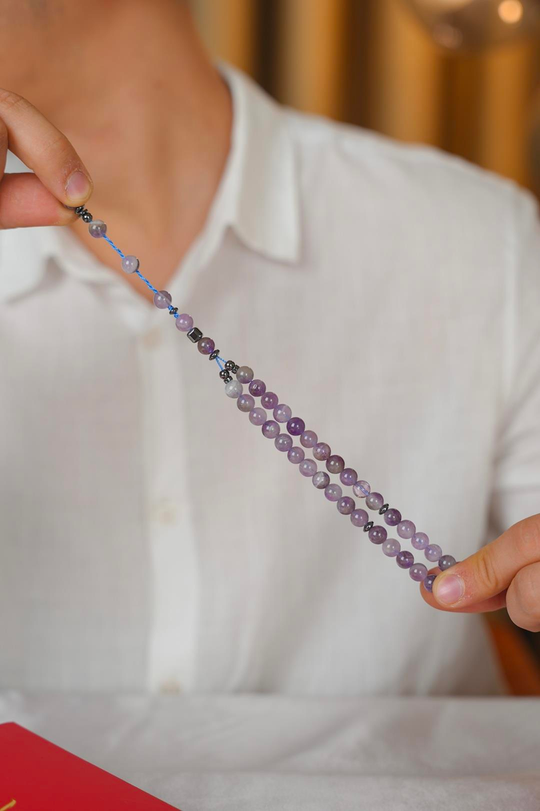 Orjinal Doğal Ametist Taşı Tesbih