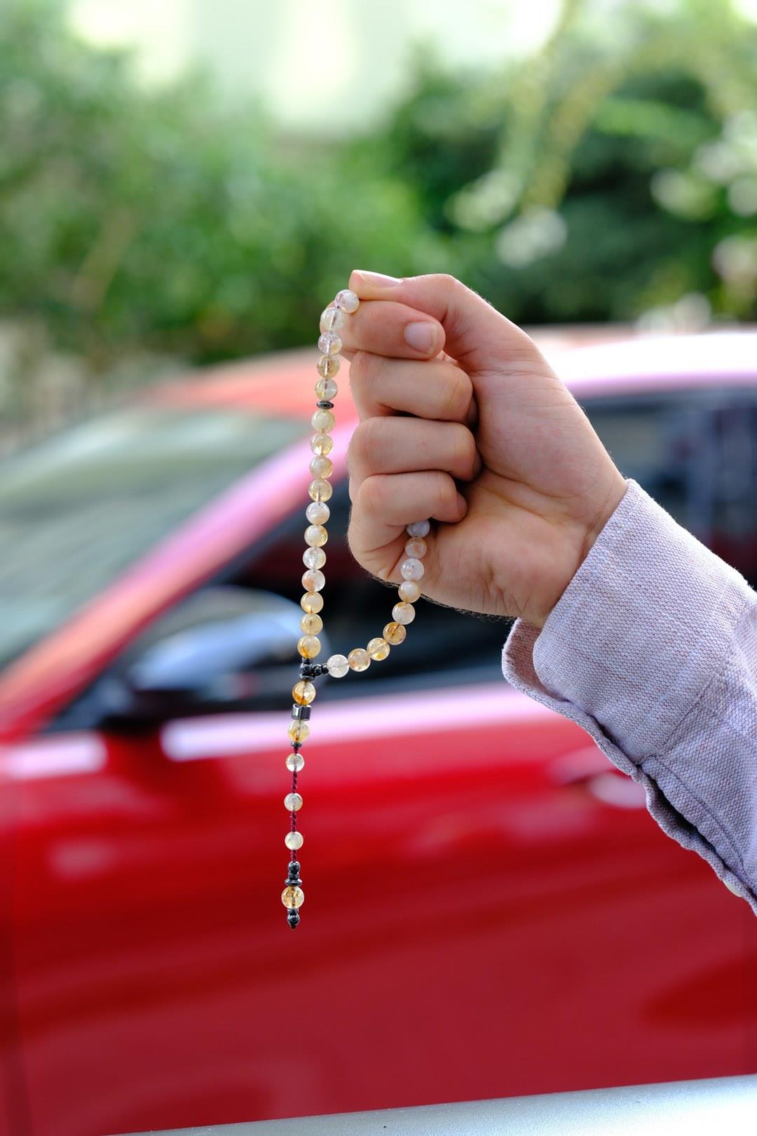 Orjinal Doğal Sitrin Taşı Tesbih