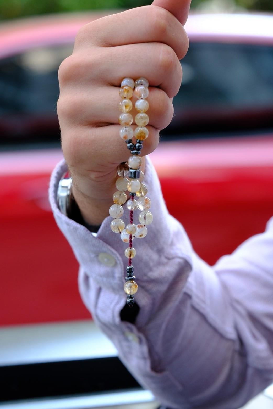 Orjinal Doğal Sitrin Taşı Tesbih