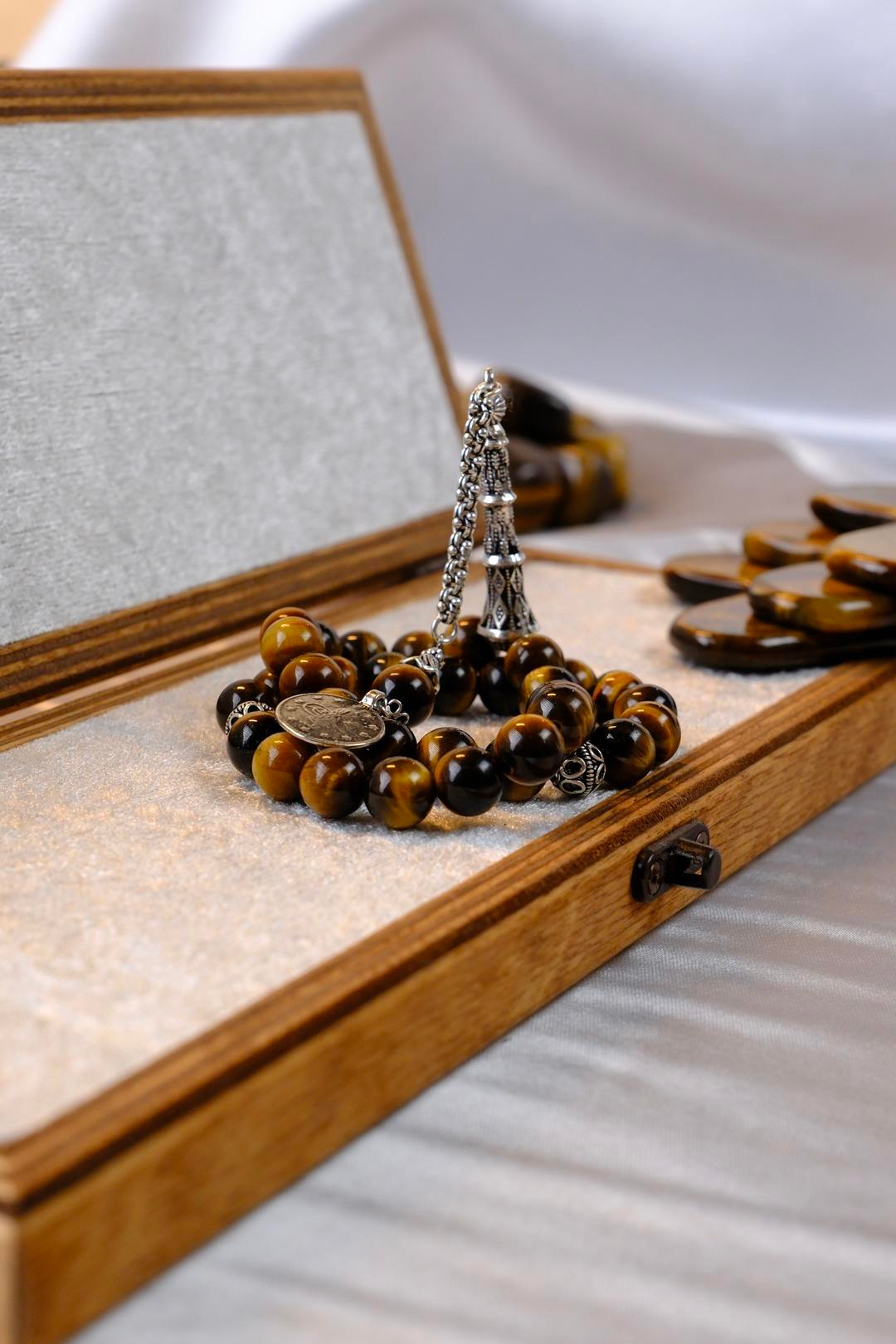 Orjinal Kaplan Gözü Gümüş Tasarım Tesbih