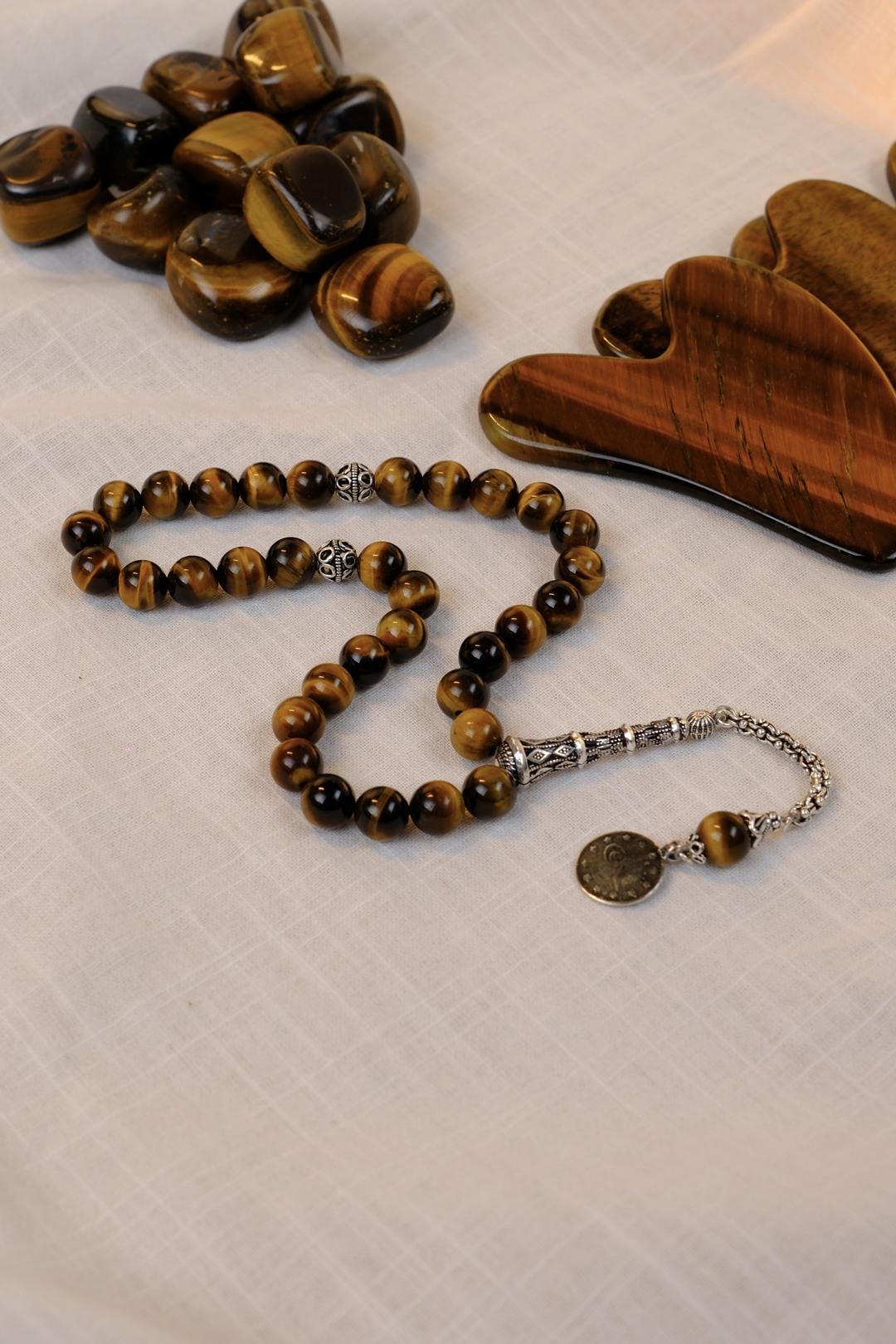 Orjinal Kaplan Gözü Gümüş Tasarım Tesbih