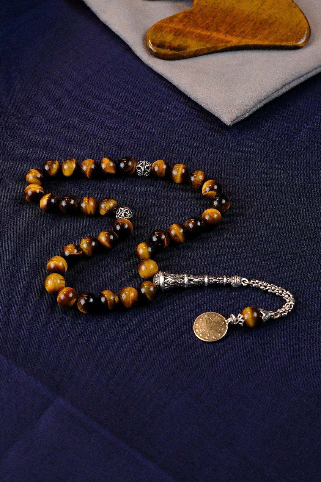 Orjinal Kaplan Gözü Gümüş Tasarım Tesbih